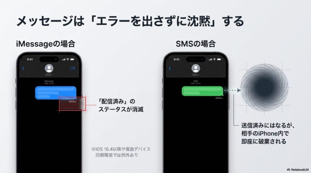 iMessageで着信拒否された時の送信側画面の挙動