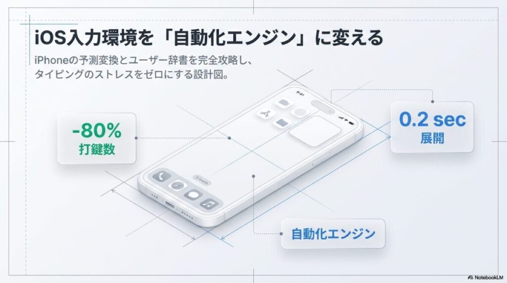 iPhoneで高速タイピングを行うイメージ画像とタイトル